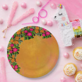 Roze en Oranje wilde bloemen Papieren Bordje (Feest)