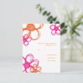 Roze en Oranje wilde bloemen RSVP (Staand voorkant)