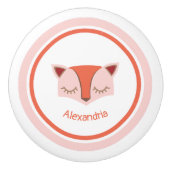 Roze en Oranje Woodland Fox Face Keramische Knop (Voorkant)