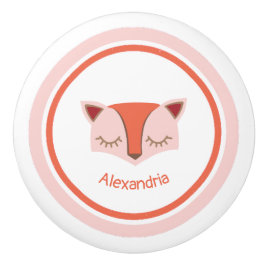 Roze en Oranje Woodland Fox Face Keramische Knop
