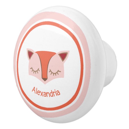 Roze en Oranje Woodland Fox Face Keramische Knop (Rechts)