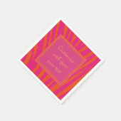 Roze en Oranje Zebrastripes Aangepaste tekst Servet (Hoek)