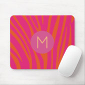 Roze en Oranje Zebrastripes Matig monogram Muismat (Met muis)