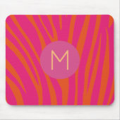 Roze en Oranje Zebrastripes Matig monogram Muismat (Voorkant)