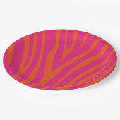 Roze en Oranje Zebrastripes Papieren Bordje (Gekanteld)