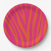 Roze en Oranje Zebrastripes Papieren Bordje (Voorkant)