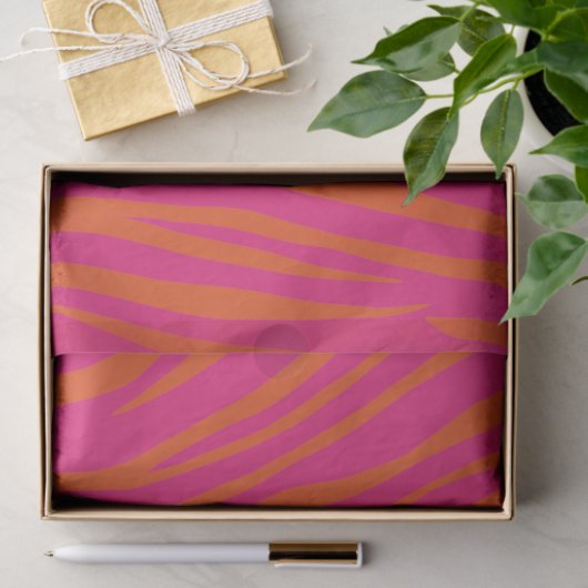Roze en Oranje Zebrastripes Tissuepapier (Geschenk)
