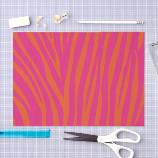 Roze en Oranje Zebrastripes Tissuepapier (Craft)