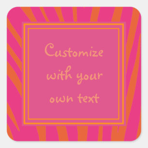 Roze en Oranje Zebrastripes Vierkante Sticker