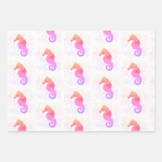 Roze en Oranje zeepaardje op ondergrondse ondergro Inpakpapier Vel (Voorkant 2)