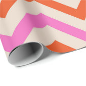 Roze en Oranje Zigzag Chevron Patroon  Cadeaupapier (Rol Hoek)