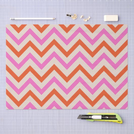 Roze en Oranje Zigzag Chevron Tissuepapier (Craft)