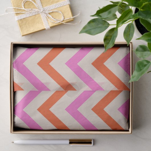 Roze en Oranje Zigzag Chevron Tissuepapier (Geschenk)