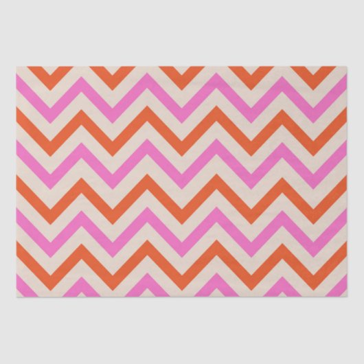 Roze en Oranje Zigzag Chevron Tissuepapier (Voorkant)