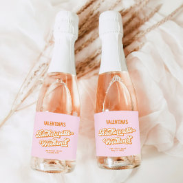 Roze en Oranje Zomer Afscheidscadeau Feestje voor  Sparkling Wijnetiket