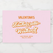 Roze en Oranje Zomer Bachelorette-feestje Sparkling Wijnetiket (Enkel label)