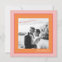 Roze en oranje zomer bruiloft Save the Date