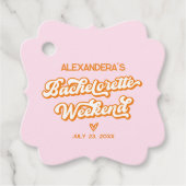 Roze en Oranje Zonsondergang Bachelorette  Bedankjes Labels (Voorkant)