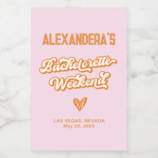 Roze en Oranje Zonsondergang Meisjesuitje Feestje Wijn Etiket (Enkel label)