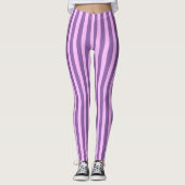 Roze en orchidee Paars gestreept patroon Leggings (Voorkant)
