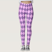 Roze en orchidee Paarse Harlequin Pattern Leggings (Voorkant)
