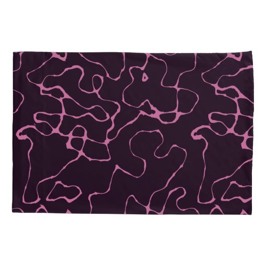 Roze en Paars Abstract Kussensloop (Achterkant-Links)