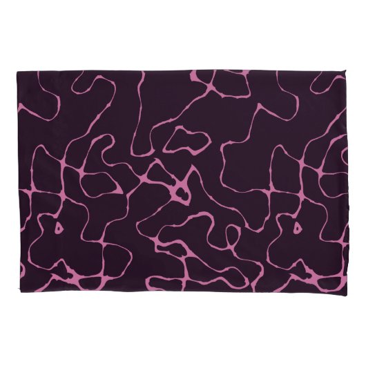 Roze en Paars Abstract Kussensloop (Voorkant-Links)