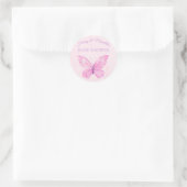Roze en Paars Baby shower van vlinder Ronde Sticker (Tas)