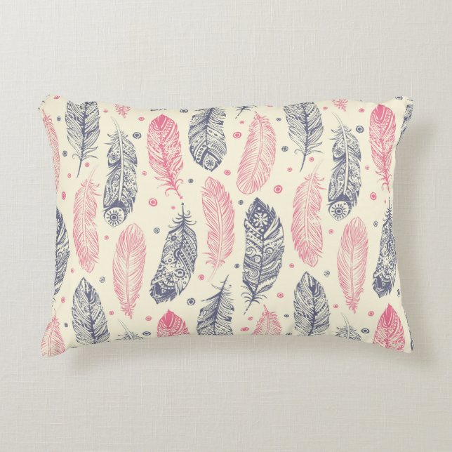 Roze en Paars etnisch vangpatroon Accent Kussen (Voorkant)