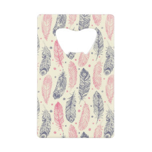 Roze en Paars etnisch vangpatroon Creditkaart Flessenopener