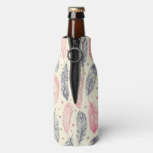 Roze en Paars etnisch vangpatroon Flesjeskoeler (Fles Achterkant)