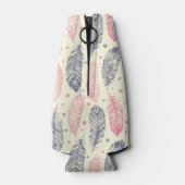 Roze en Paars etnisch vangpatroon Flesjeskoeler (Achterkant)