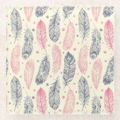 Roze en Paars etnisch vangpatroon Glazen Onderzetter (Voorkant)