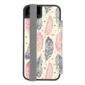Roze en Paars etnisch vangpatroon Incipio iPhone Portemonnee Hoesje (Agenda Achterkant)