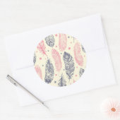 Roze en Paars etnisch vangpatroon Ronde Sticker (Envelop)