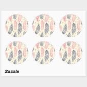 Roze en Paars etnisch vangpatroon Ronde Sticker (Vel)
