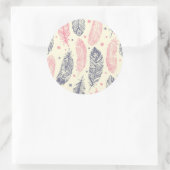 Roze en Paars etnisch vangpatroon Ronde Sticker (Tas)