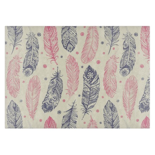 Roze en Paars etnisch vangpatroon Snijplank (Voorkant)