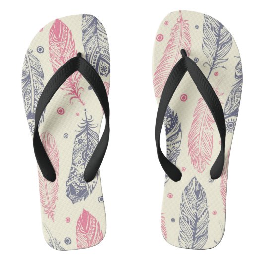 Roze en Paars etnisch vangpatroon Teenslippers (Voetbed)