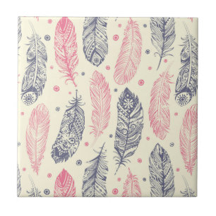 Roze en Paars etnisch vangpatroon Tegeltje