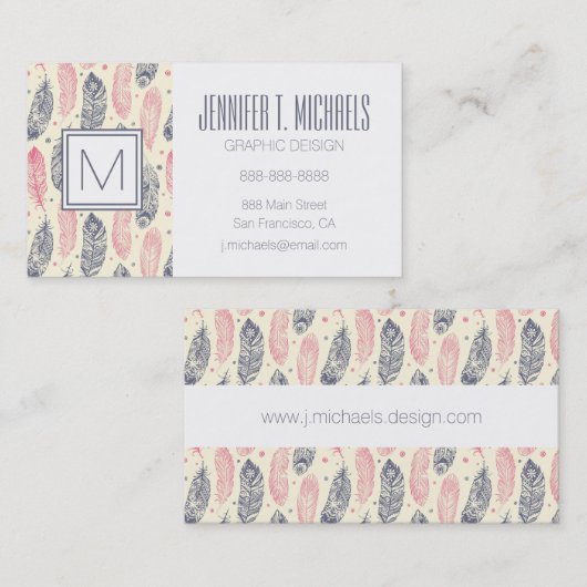 Roze en Paars etnisch vangpatroon Visitekaartje (Voorkant / Achterkant)