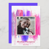 Roze en Paars gekleurd glitter Sparkles Afstuderen Kaart (Voorkant / Achterkant)