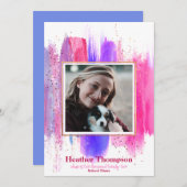 Roze en Paars gekleurd glitter Sparkles Afstuderen Kaart (Voorkant / Achterkant)