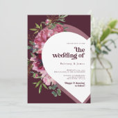 Roze en paars hart romantische bruiloft Uitnodigin Kaart (Staand voorkant)