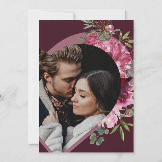 Roze en paars hart romantische bruiloft Uitnodigin Kaart (Achterkant)