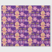 Roze en Paars is het seizoen kerstmis Cadeaupapier (Vlak)