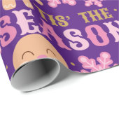 Roze en Paars is het seizoen kerstmis Cadeaupapier (Rol Hoek)