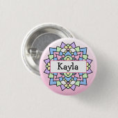 Roze en Paars Mandala Ronde Button 3,2 Cm (Voorkant /achterkant)