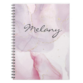 Roze en paars met naam notitieboek