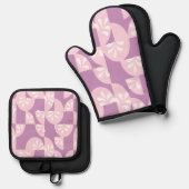 Roze en paars ovenwant & pannenlap set (Voorkant / Achterkant)